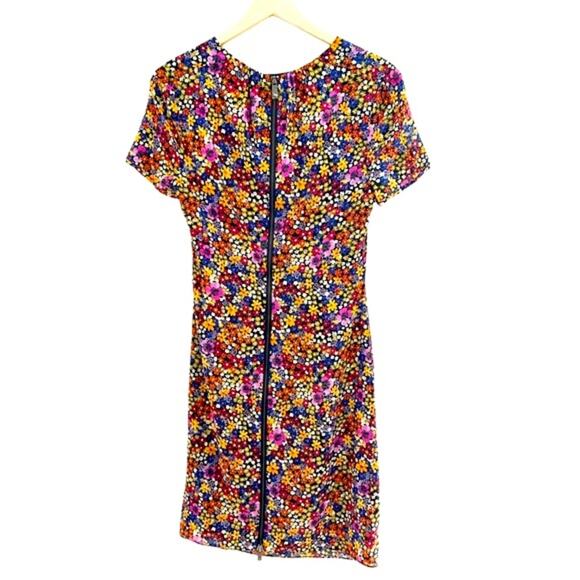 Whistles Multicolor Floral Silk Dora Bodycon Dual Zipper Dress, Size 6 - Picture 5 of 15